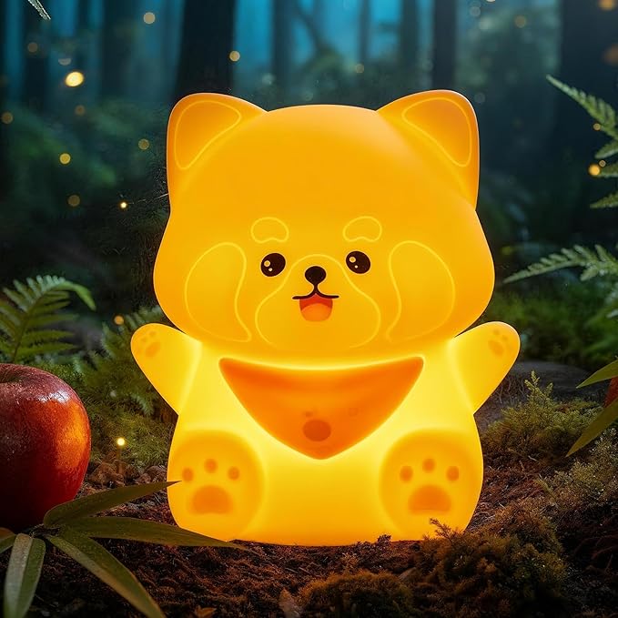 Red Panda Night Light with Squishy Soft Silicone, RGB Flashing Color, Dimmable Rechargeable Portable Touch Red Panda Gifts Decor for Girls Boys - Bloomnest