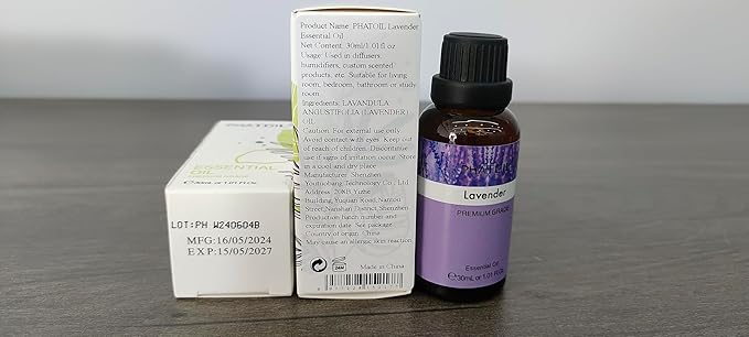 Lavender Essential Oil 1.01fl.oz/30ml, PHATOIL Lavender Oils Long Lasting Scents for Aromatherapy, Diffuser, DIY Soap and Candle Making PHATOIL