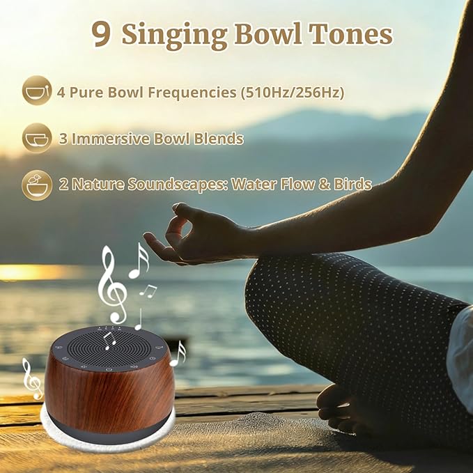 Cordless Automatic Tibetan Singing Bowl,256HZ-432HZ-528HZ 9 Tones 4-Speed Auto-Off Timer,Full Touch Glow Buttons,2000mAh Battery,Deep Ethereal Sound,Yoga,Meditation,Stress Relief (Wooden) Jderv