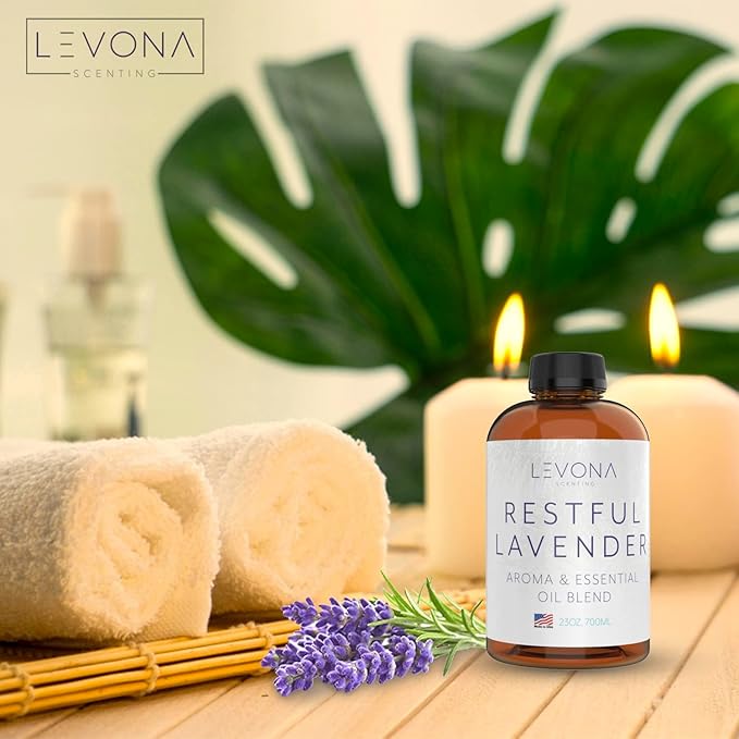 Levona Scent Essential Oil - Fresh Aroma for Home, Office, Hotel & Spa, Perfect in Humidifiers and Diffusers, Luxury Fragrance, with Eucalyptus, & Bergamot Notes - 700ml/ 23 fl oz, Restful Lavender - Bloomnest