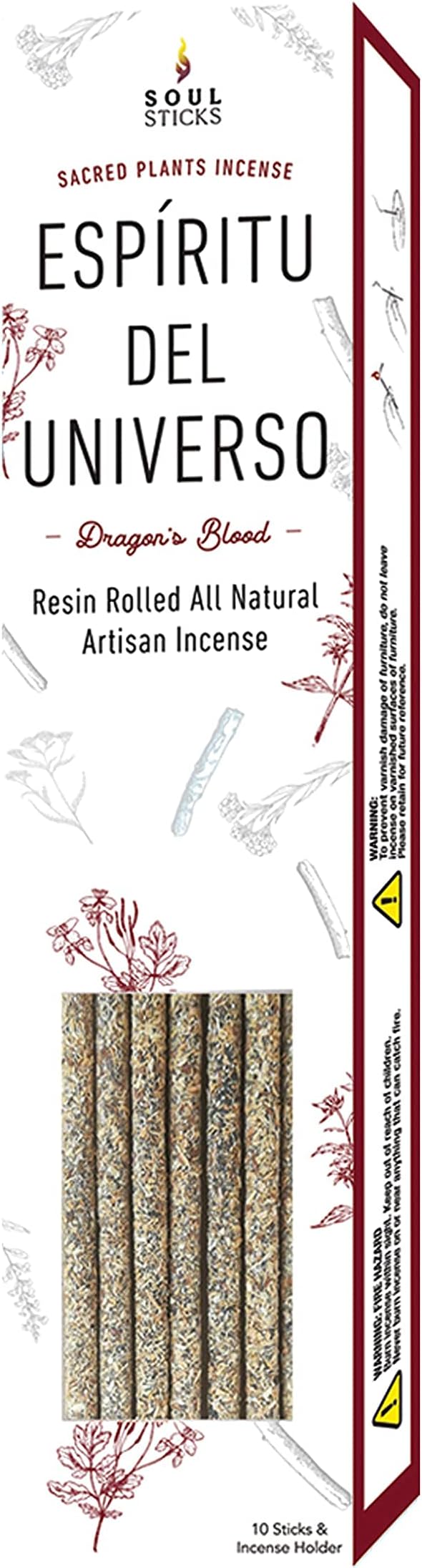 SOUL STICKS Handcrafted 10pcs Resin Artisan Incense Sticks Non-Toxic & Long Lasting Aromatic Sticks for Yoga Meditation Relaxation Aromatherapy Cleansing & Purification (Dragon's Blood) SoulSticks