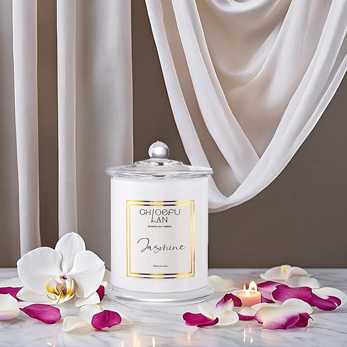Chloefu LAN Jasmine Candle, Mothers Day Gifts Candles for Women, Scented Candles for Home Decor, Luxury White Natural Soy Candle, Wedding, Bachelorette & Bridal Shower Gift for Bride, 70 Hours 10 oz - Bloomnest