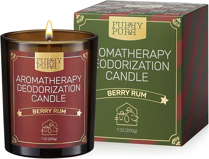 Odor Eliminating Candle, Berry Rum Scented Candle, Pet-Friendly Soy Candles for Christmas, 60 Hours, 7 oz - Bloomnest