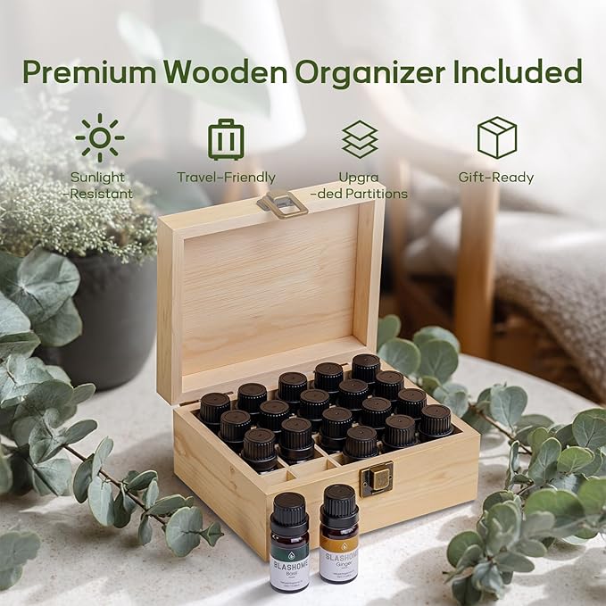 Essential Oils for Diffusers for Home – 20-Pack Essential Oil Set for Sleep & Refreshing Scents – Premium Aromatherapy Diffuser Oils Scents for Home in Wooden Gift Box, Best Gift for Any Occasion - Bloomnest
