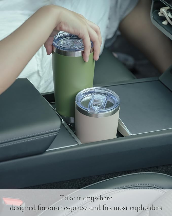 Travel Coffee Tumbler 20oz, 1 Pack Leakproof Travel Coffee Mug with Lid and Straw, Stainless Steel Double Wall Vacuum Insulated Tumbler for Hot/Iced Drinks (Textured Matte, Lilac Pink) - Bloomnest