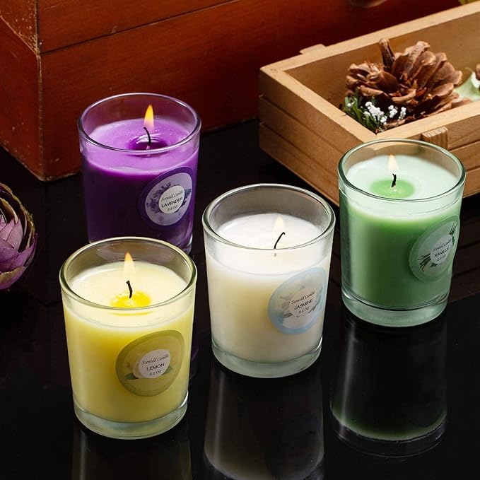 Scented Candles, Jasmine, Rose, Vanilla, Bergamot, fig, Lavender, Lemon, Spring,Strawberry, Rosemary, Aromatherapy Candles,Soy Wax Glass Jar Candle - 20 Pack - Bloomnest