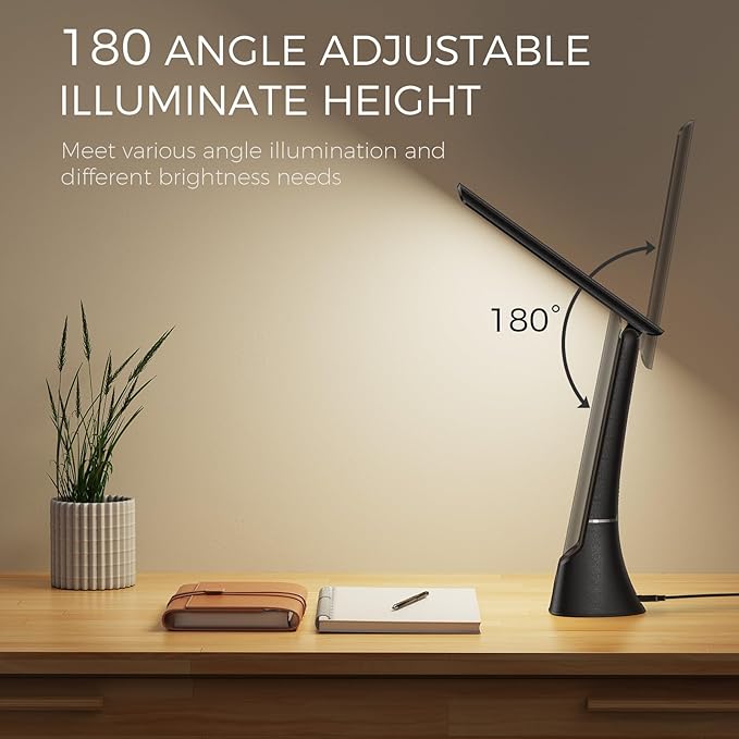 Light Therapy Lamp, 10000 LUX UV-Free LED Sunlight Light, Full Spectrum Mood Light Hayyp Lamp, Touch Control Desk Lamp with Night Light Function Work Office Home -Black - Bloomnest