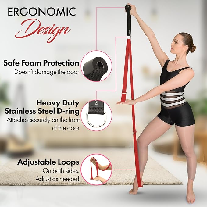 Stretching Strap With Door Anchor - Stretching Equipment to Improve Legs Flexibility - Splits Trainer For Home Ideal In Ballet, Dance, Cheerleading, Taekwondo, Yoga, Pole Dancing & Gymnastics - Bloomnest