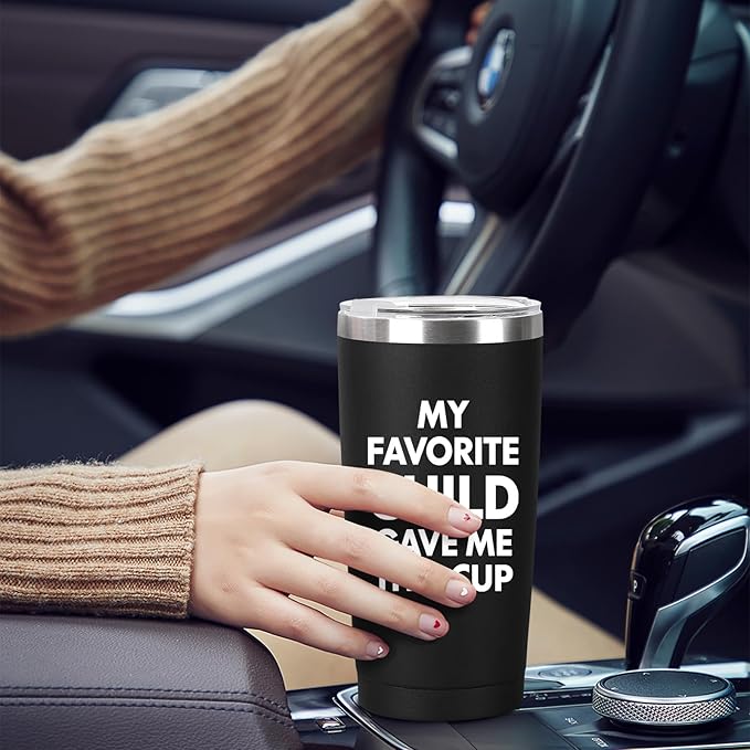 MASGALACC Gifts for Dad from Daughter or Son, My Favorite Child Gave Me This Cup - 20oz Black Tumbler, Christmas Birthday Present for Father, Bonus Dad, Husband, Daddy, Papa, Men