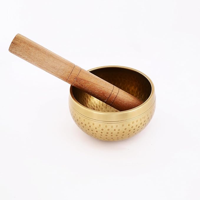 Indian Consigners Handmade Tibetan Singing Bowl Set for Meditation, Yoga, Chakra Balancing, Nepal Made with Perfect Frequency (Large (4 Inches)) VisitIndianConsigners