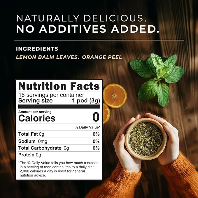 Gya Tea Co Lemon Balm Herbal Tea Pod (16 Count)- Decaf Wellness Tea for Body Comfort & Relaxing - Bloomnest