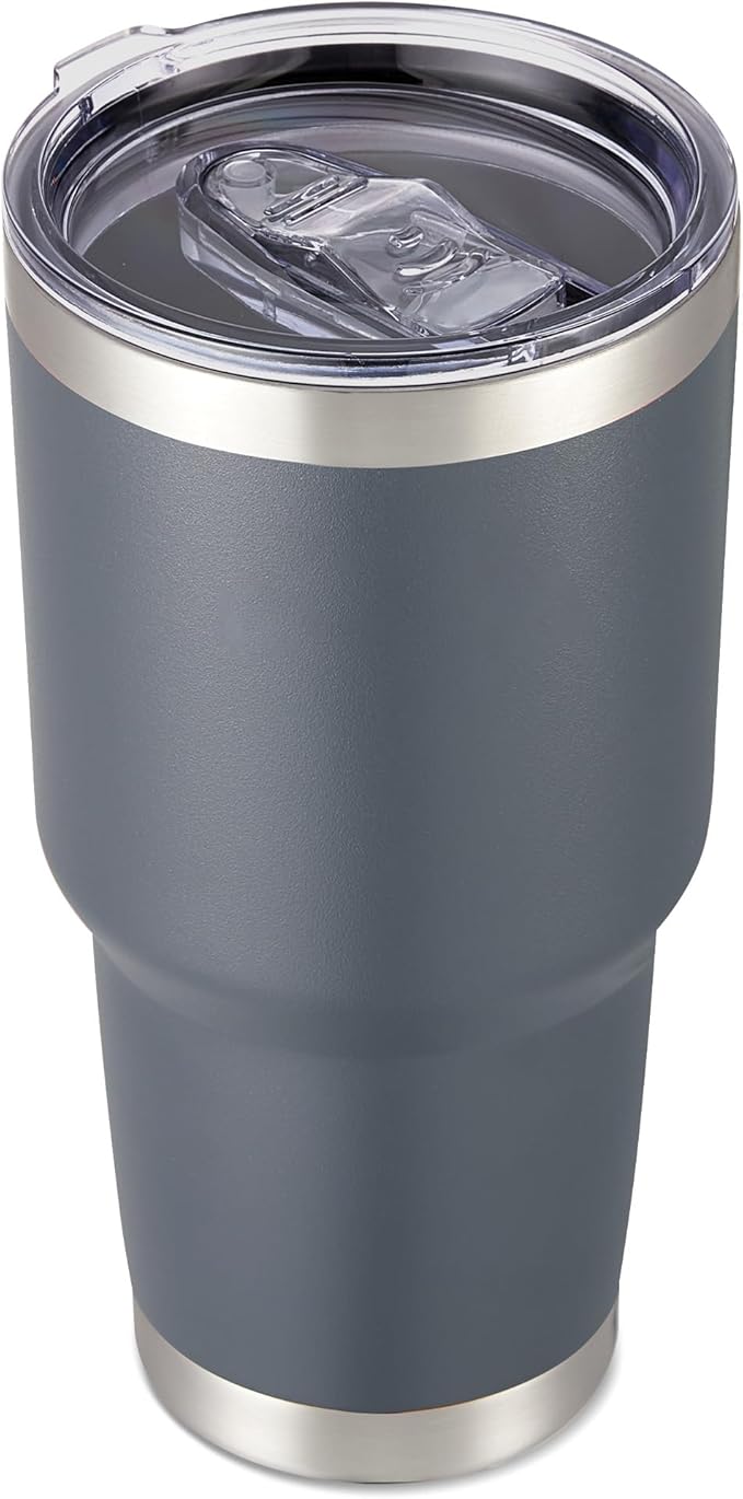 30 oz Tumbler with Lid Stainless Steel Tumblers Vacuum Insulated Cup Reusable Powder Coated Travel Mug Double Wall Leak Proof Portable Cups Keep Cold Drinks for 12 Hours, Gray, 1 Pack