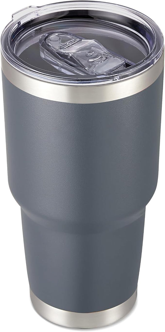 30 oz Tumbler with Lid Stainless Steel Tumblers Vacuum Insulated Cup Reusable Powder Coated Travel Mug Double Wall Leak Proof Portable Cups Keep Cold Drinks for 12 Hours, Gray, 1 Pack