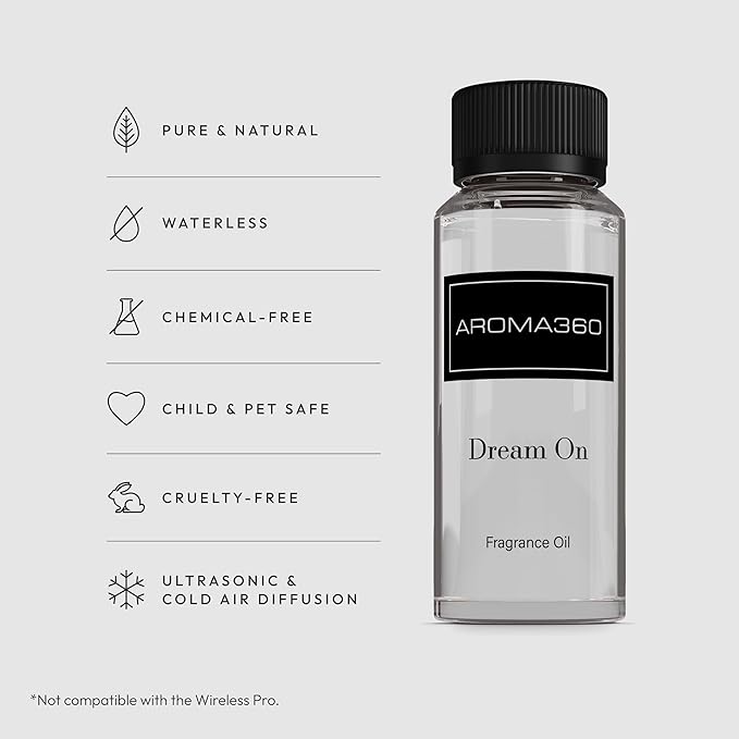 Aroma360 - Dream On Fragrance Oil Blend | Hotel Inspired for Luxury Essential Oil Diffusers | Aromatherapy Scent Diffuser Oil | Serene White Tea, Healing Aloe Vera, and Warm Earthy Cedar. - 120ML - Bloomnest