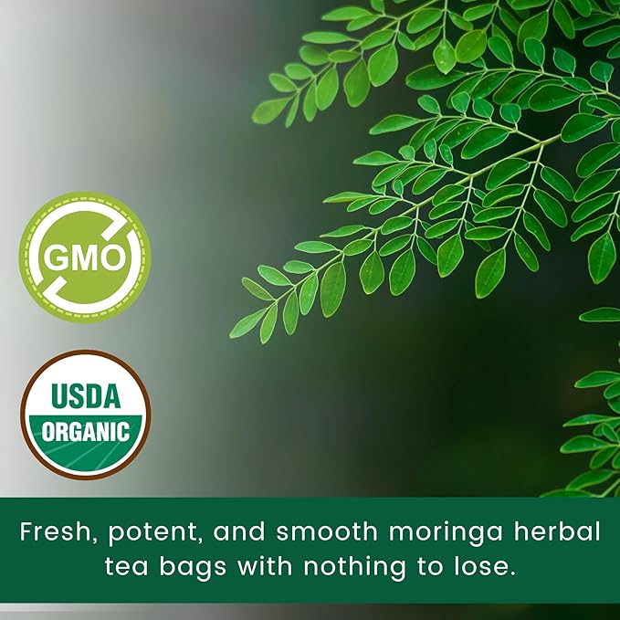 Green Virgin Moringa Oleifera Tea Bags | 100% Pure, Wild-Crafted & Natural Herbal Tea in Oxidation-Free Pouch (30 Bags) - Bloomnest