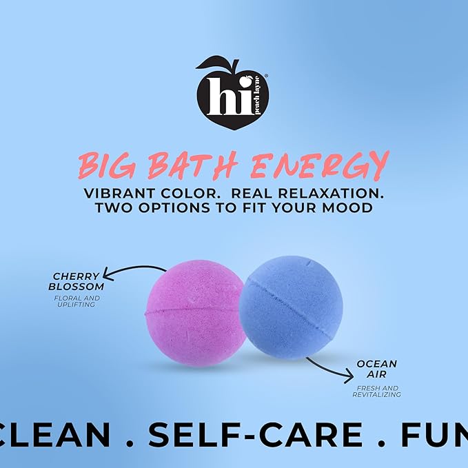 Hi Peach Layne Ocean Air Bath Bombs 12-Pack (3.5 oz Each) – Vegan, Clean Beauty Spa Gifts for Women & Kids, Fun Fizzing Bath Bombs for Girls - Bloomnest