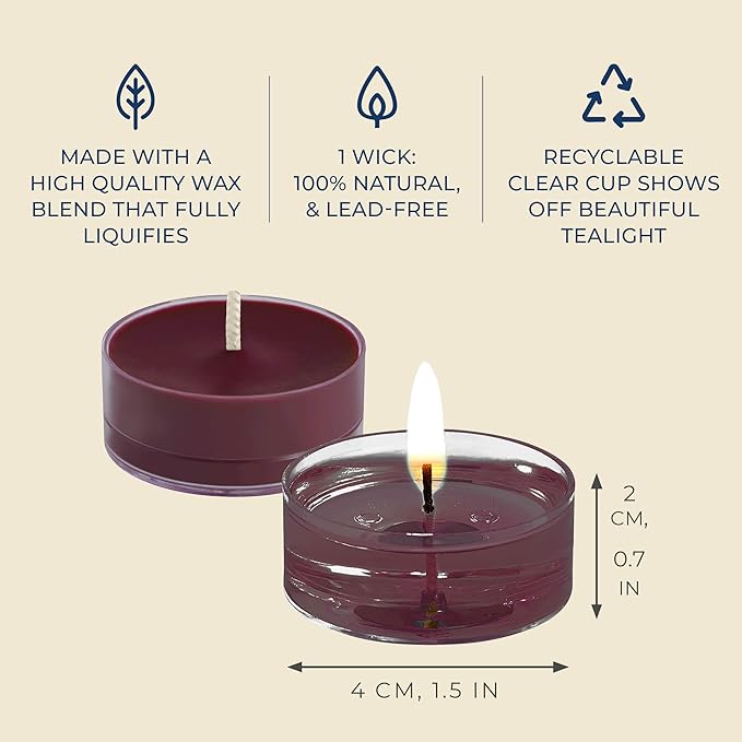 PartyLite Gift Set of 12 Universal Tea Lights, Mulberry Scented, Notes of Black Currant, Sweet BlackBerry, Juicy Mulberry & Pomegranate, 4-6 Hour Burn Time, Luxurious & Rich, Perfect for Gifting - Bloomnest