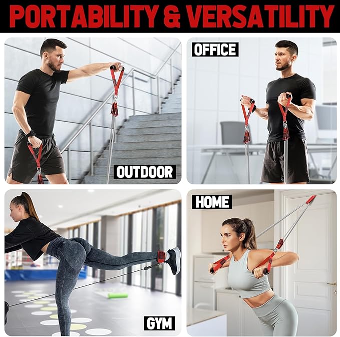 WALITO Resistance Bands Set - Exercise Bands with Handles, Door Anchor, Legs Ankle Straps, for Heavy Resistance Training, Physical Therapy, Muscle Training, Yoga, Home Workouts, Gym - Bloomnest