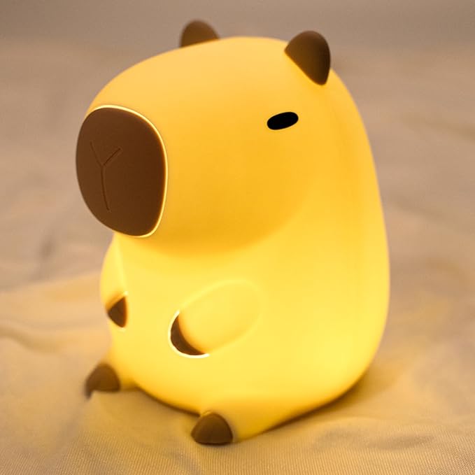 UNEEDE Cute Capybara Night Light, Novelty Animal Silicone Nursery Night Light Rechargeable Table Bedside Lamp with Touch Sensor for Bedroom Living Room Squishy Capybara Stuff Boys Girls Gifts - Bloomnest