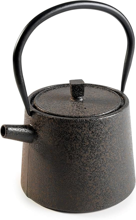 IBILI 40 Oz Nara Oriental Cast Iron Teapot | Made in Spain | Stainless Steel Infuser, Enameled Interior, Stovetop & Induction Compatible, Japanese Kettle for Loose Leaf Tea, Tetsubin Design, Black