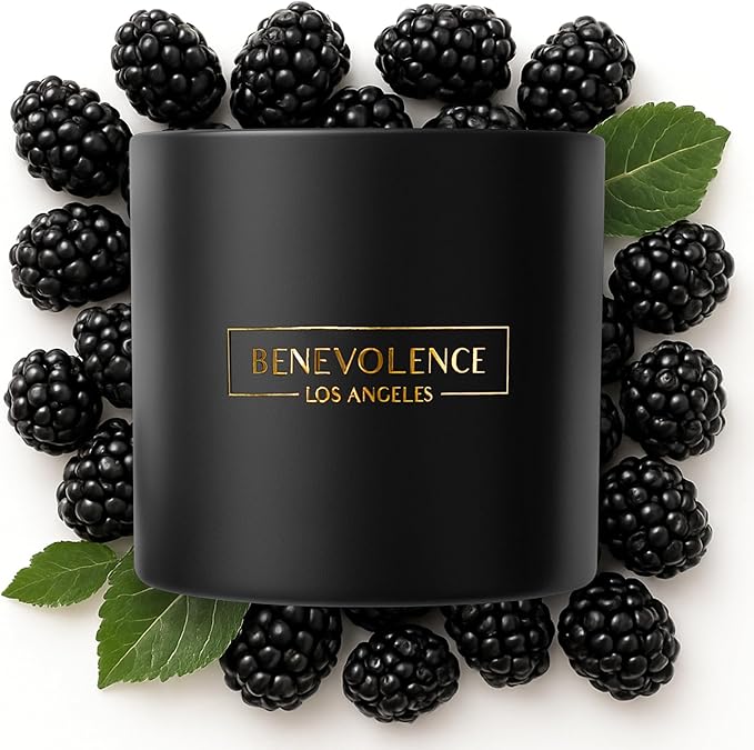 Benevolence LA 3 Wick Candle, Black Berries (Baies) Large Christmas Scented Candles | Soy Holiday Candle for Women and Men | Home Fragrance | Aromatherapy | Bathroom Freshener 14.5 Oz, 45 Hour Burn - Bloomnest
