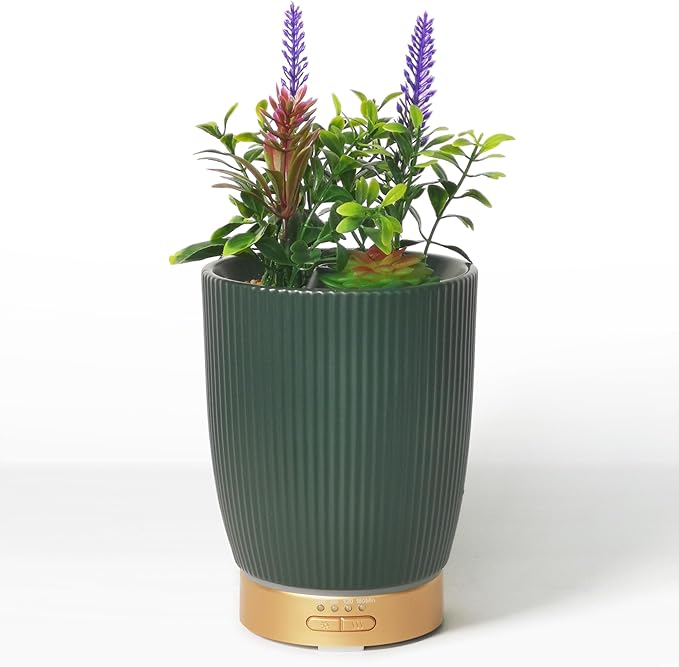 Earnest Living Essential Oil Diffuser Ceramic Artificial Succulent Plants Potted Diffuser 100 ml for Lavender Essential Oils Timers Night Lights and Auto Off Humidifier Aromatherapy Diffusers for Gift - Bloomnest