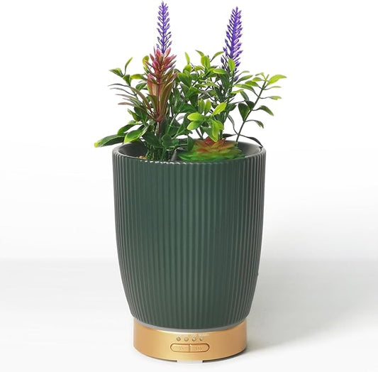 Earnest Living Essential Oil Diffuser Ceramic Artificial Succulent Plants Potted Diffuser 100 ml for Lavender Essential Oils Timers Night Lights and Auto Off Humidifier Aromatherapy Diffusers for Gift - Bloomnest