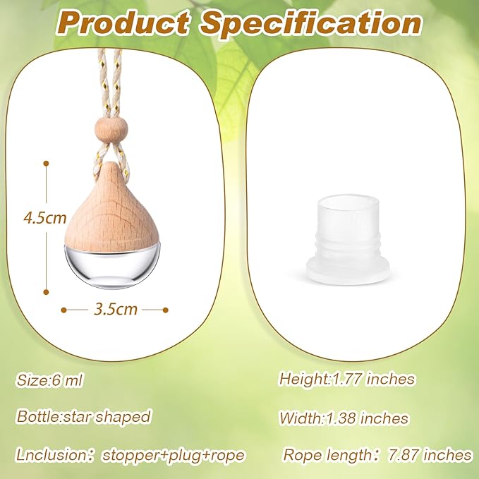 BBTO 50 Pcs Hanging Car Air Freshener Car Diffuser Bottles Empty Glass Perfume Bottle Freshener Diffuser Bottle Pendant for Essential Oil Fragrance Aromatherapy Bottle Ornament(Water Drop) - Bloomnest