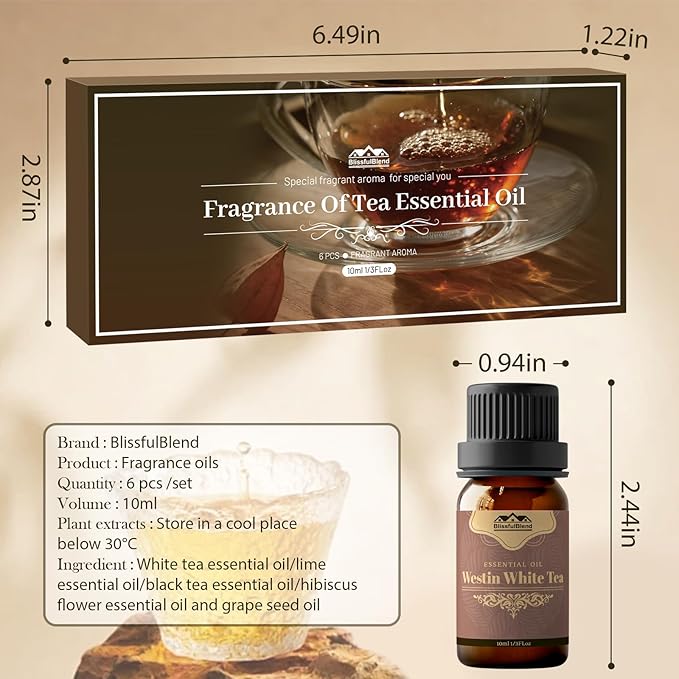 6 Pack 10ML Christmas Tea Essential Oil Diffuser for Home Care and Candle Making Atmosphere Fragrance of Essential Oil Gifts Set for Christmas Birthday Holiday Present - Bloomnest