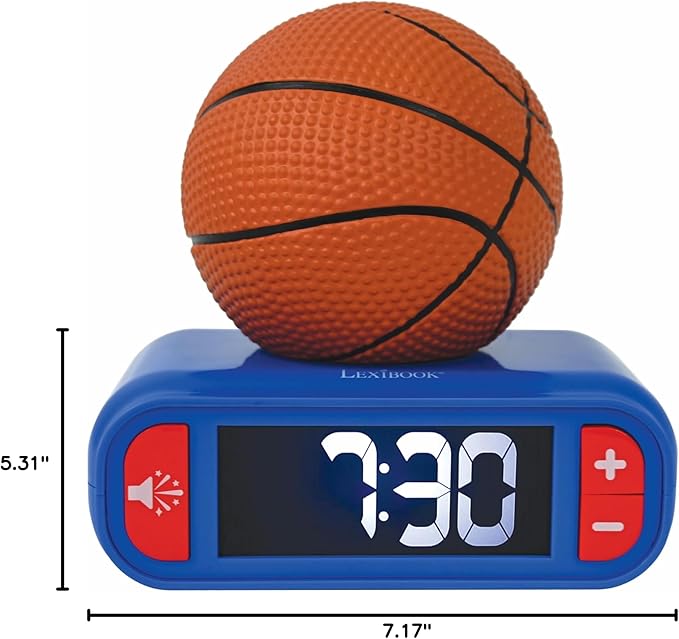 LEXiBOOK - Basketball - Basketball Nightlight Alarm Clock, Sounds and Melodies, LCD Backlit Screen, Luminous, Snooze, Blue/Orange, RL800BA - Bloomnest