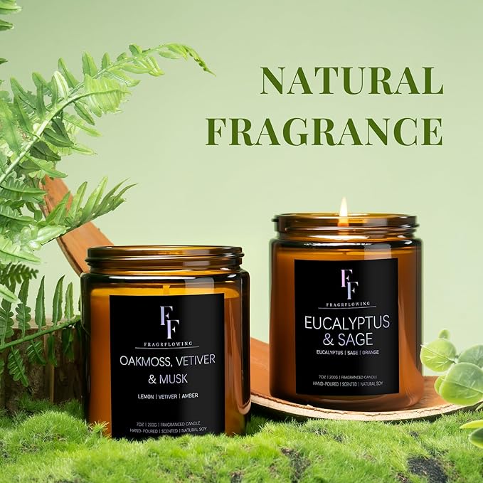Scented Candles Set, Candles for Home Scented Soy Wax Candles, 6 Pack 42 Oz Aromatherapy Candles Gift Set for Women Men (Lemon/Vanilla/Sage/Rose/Amber/Vetiver) - Bloomnest