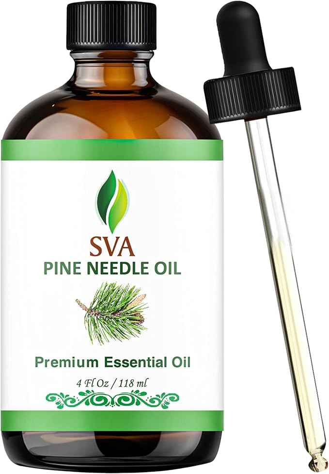 SVA Pine Needle Essential Oil – 4 Fl Oz – 100% Natural Pine Needle Oil - for Diffuser, Hair Care, Face, Skin Care, Aromatherapy, Scalp and Body Massage, Soap and Candle Making – with Dropper - Bloomnest