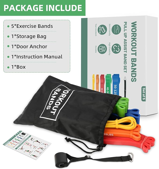 Resistance Bands,Exercise Bands,Workout Bands,Resistance Bands Set for Legs,Pull Up Bands,Stretch Bands for Exercise,Muscle Training, Physical Therapy, Shape Body, Men Women