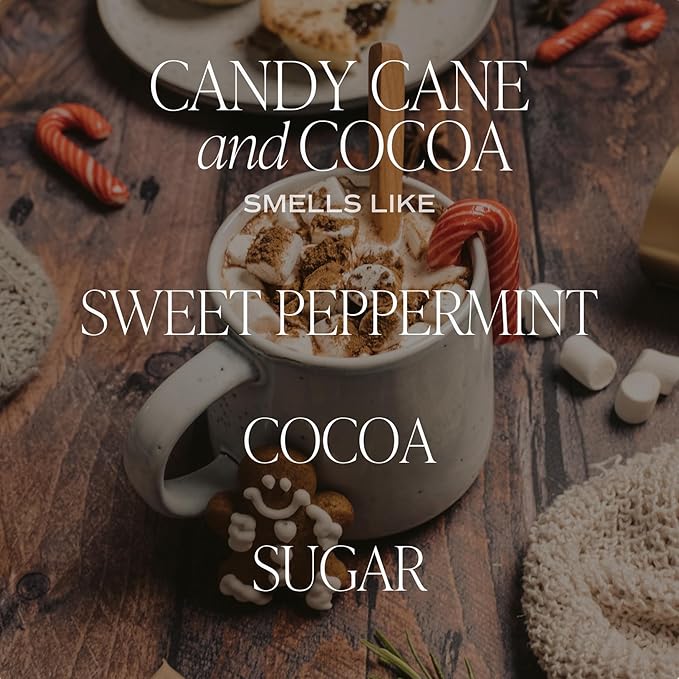 Sweet Water Decor Candy Cane and Cocoa Christmas Scented Candles - Christmas Stocking Stuffers Soy Candles Vanilla Scent - Christmas Candles with 70 Hours Burn Time - 15Oz Red Matte Jar Wax Candles - Bloomnest