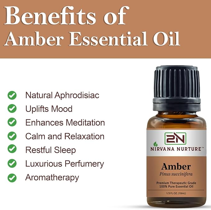 Amber Essential Oil,100% Pure Undiluted, Aromatherapy Oil for Diffuser, Hair & Skin Care NirvanaNurture