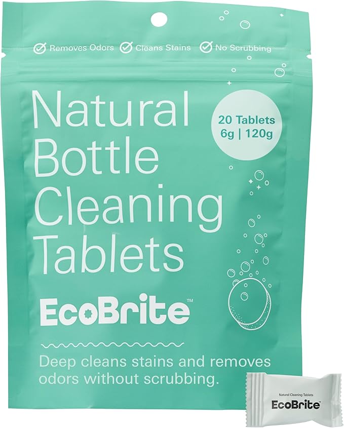 Owala EcoBrite Powerful Cleaning Tablets, Cleans Bottles, Coffee Cups, Pots, Pans, Camping Gear, Pet Bowls, and Much More - 20 pack (Individually Wrapped) Made From Naturally Sourced ingredients Owala