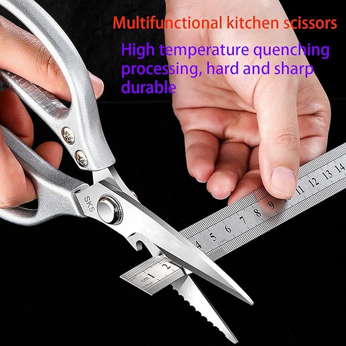 Kitchen Scissors All purpose, Have duty Stainless Steel Cooking Shears for Cutting Meat,Chicken, Poultry, Fish, Herbs, Seafood Scissors with Comfort Grip siver - Bloomnest