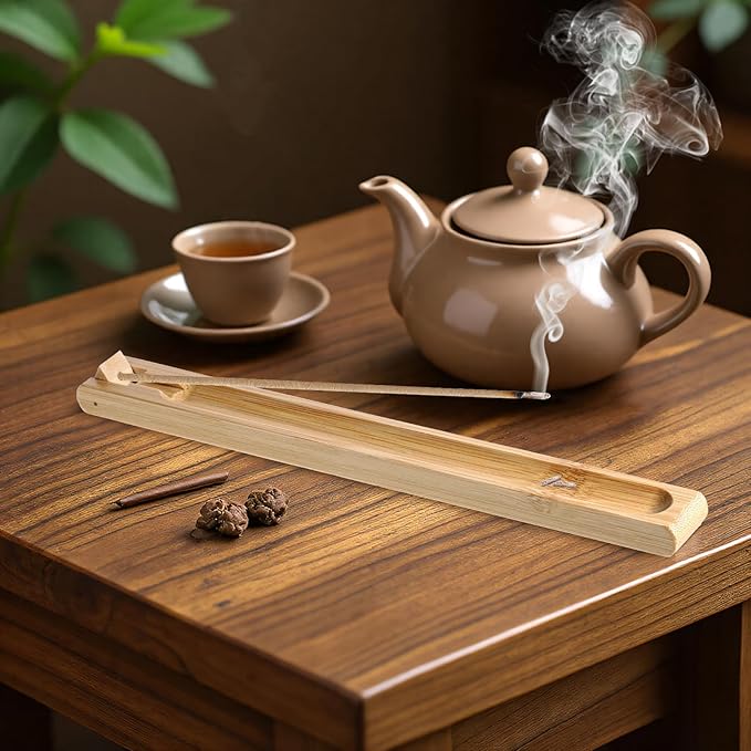 2 Pieces Incense Holder for Sticks with Adjustable Holder Natural Bamboo Incense Stick Wood Stick Angle Home Incenses Burner with Ash Collector Incenss Burner for Meditation Yoga Relaxation Home Decor - Bloomnest