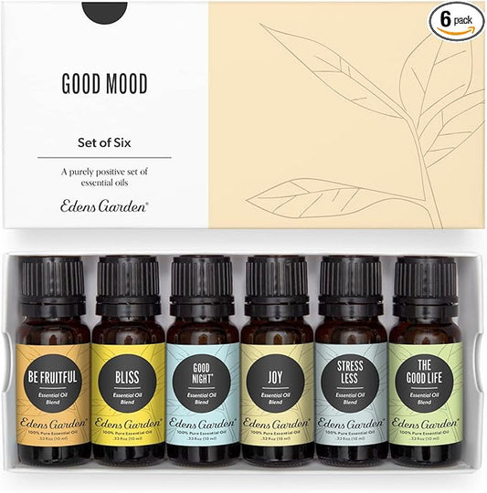 Edens Garden Essential Oils Good Mood 6 Set – 100% Pure Therapeutic Grade, Undiluted Aromatherapy Blends For Calm, Relaxation & Stress Relief Oil – Ideal For Self-Care, Diffusers & Home, 10 ml/ 6 Pack - Bloomnest