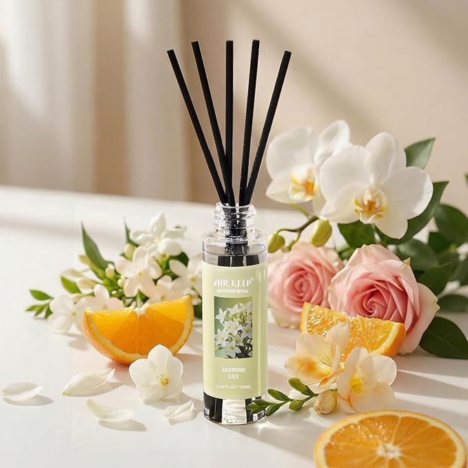 Airkeep Reed Diffuser Oil Refill/Jasmine Lily/3.38 oz / 1 Pack/Air Freshener & Aromatherapy Essential Oil Blend for Home Fragrance – Scented Refill Oil for Bathroom, Bedroom & Home Decor - Bloomnest