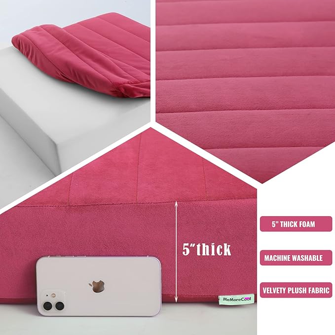 MeMoreCool Square Floor Pillow Seating for Adults Kids, Large Meditation Cushion Floor Pillow with Thick Foam & Soft Tufted Cover, Washable Big Pillow Seat Floor Cushion for Sitting Yoga 24" Wine