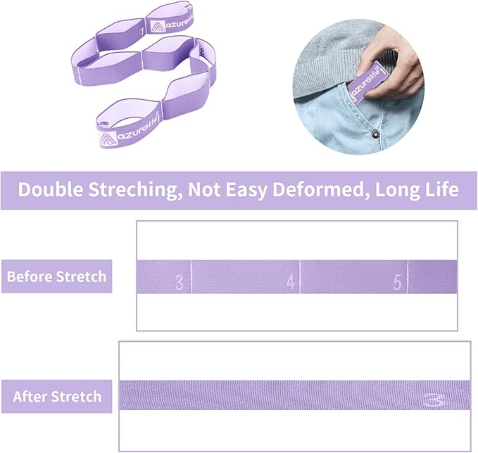 Premium Durable Stretch Straps with Loops, Stretching Strap for Physical Therapy, Multi-Loop Yoga Strap Fitness Exercise Strap for Yoga, Pilates, Dance, Flexibility&Exercise - Bloomnest