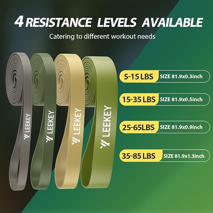 LEEKEY Resistance Bands Set for Pull-Up Assistance & Full-Body Training, Multi-Level Exercise Bands with Bag for Home Workouts, Physical Therapy, Strength Training (Men/Women) - Bloomnest