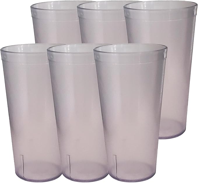 Party Outlaw Clear Plastic Cup Tumblers 6 Pc 16oz Lightweight, Heavy Duty Stackable Cafe Style Plastic Glasses. Reusable & Dishwasher Safe Ice Tea & Water Cupsafe Ice Tea & Water Cups - Bloomnest