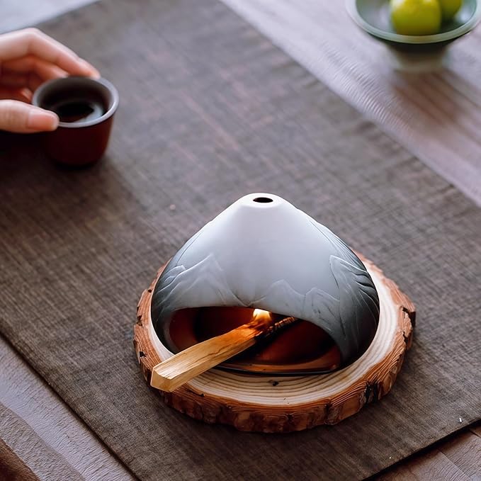 Handmade Ceramic Palo Santo Holder Burner & Sage Holder - Mini Tabletop Chiminea Burner Tray with Ash Catcher, Decorative Incense Holder for Spiritual Meditation & Yoga - Bloomnest
