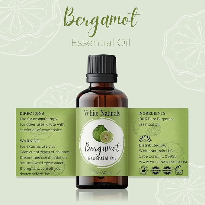 Organic Bergamot Essential Oil - 100% Pure & Natural -Premium Therapeutic Grade with Premium Glass Dropper - Undiluted Natural/Homeopathic Aromatherapy Scented, Great for DIY Soap Making, Massage - Bloomnest