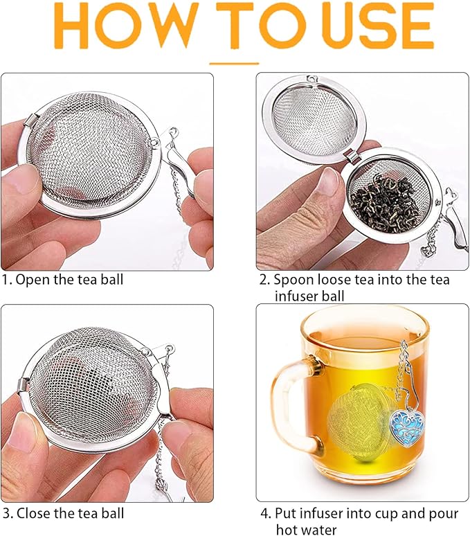 2pcs Tea Infuser Tea Strainers for Loose Tea Luminous Heart Pendant Loose Leaf Tea Steeper Tea Ball Handmade Fluorescent Stone Tea Diffusers for Loose Tea Tea Sets for Women