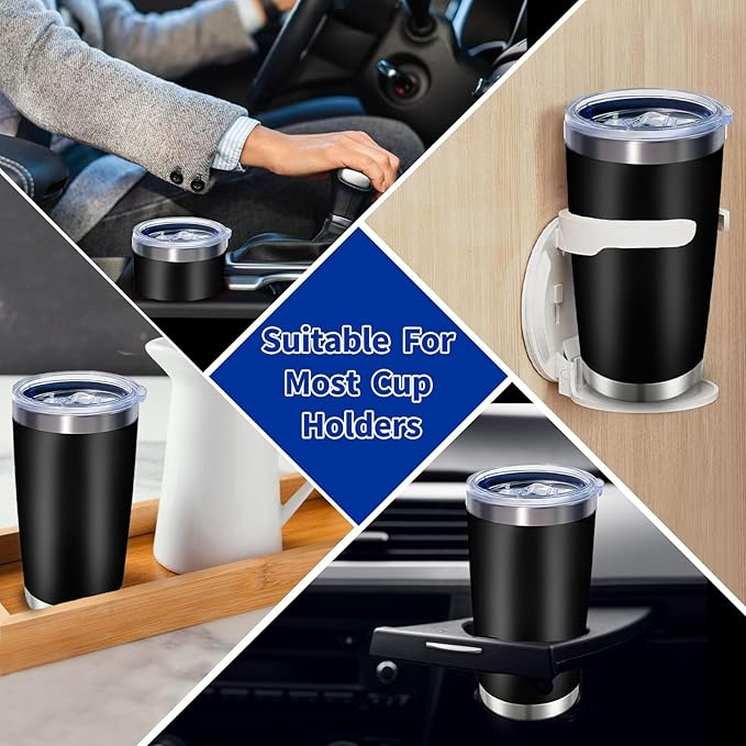 1 Pack 20oz Stainless Steel Tumbler with Lid, Leakproof Double Wall Travel Mug for Hot/Cold Drinks, Home Office Outdoor Party Use, Durable Powder Coated Insulated Cup/Black - Bloomnest