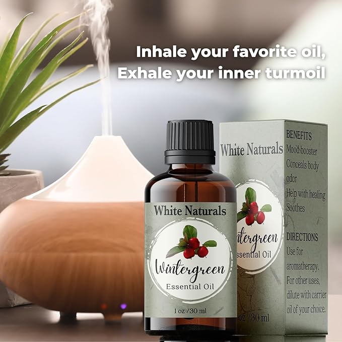 Wintergreen Essential Oil,100% Pure Natural Organic Therapeutic Grade for Aromatherapy Diffuser, Winter Green Oil for Inhalation Therapy, DIY Soap Candle Making, Refreshing, Crisp & Woodsy Scent - Bloomnest
