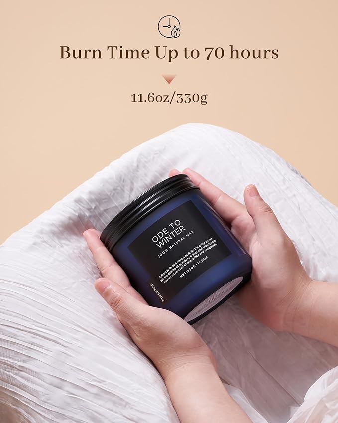 M&SENSE Ode to Winter 11.6oz Natural Soy Wax Non Toxic Candle, Up to 70 Hours Burn Time Winter Scents, 2 Cotton Wick Jar Candle Home Scented Gift - Bloomnest